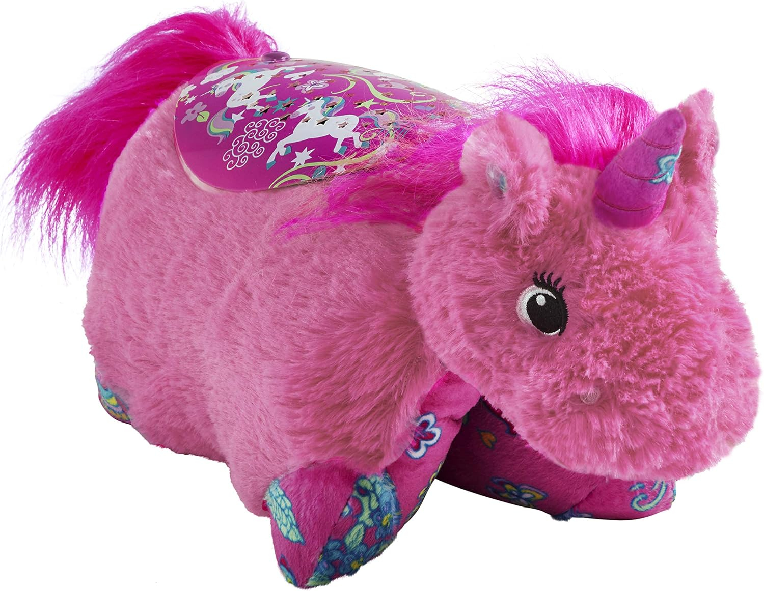Pillow Pets 11" Pink Unicorn Plush Decorative Pillows, Projects Light & Glows