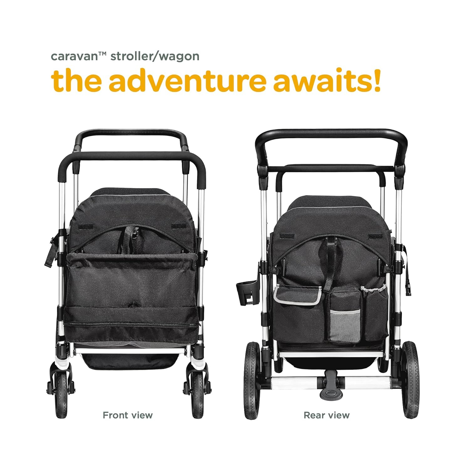 Larktale caravan - Double Seater Collapsible Wagon, All-Terrain Stroller Wagon for Kids, Baby, Toddler