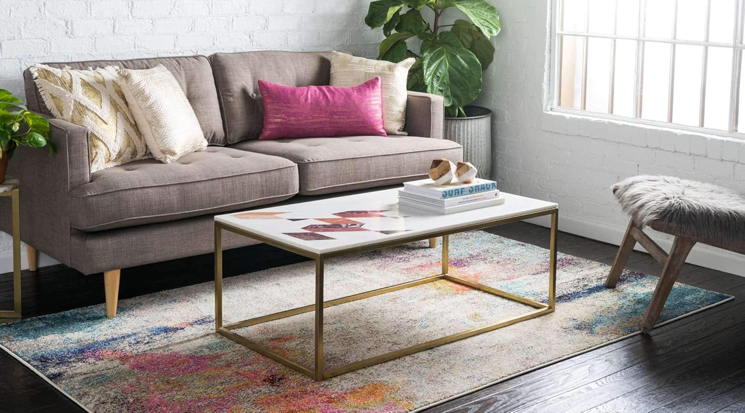 Chromatic Illusion Beige & Multicolor Abstract Indoor Rug