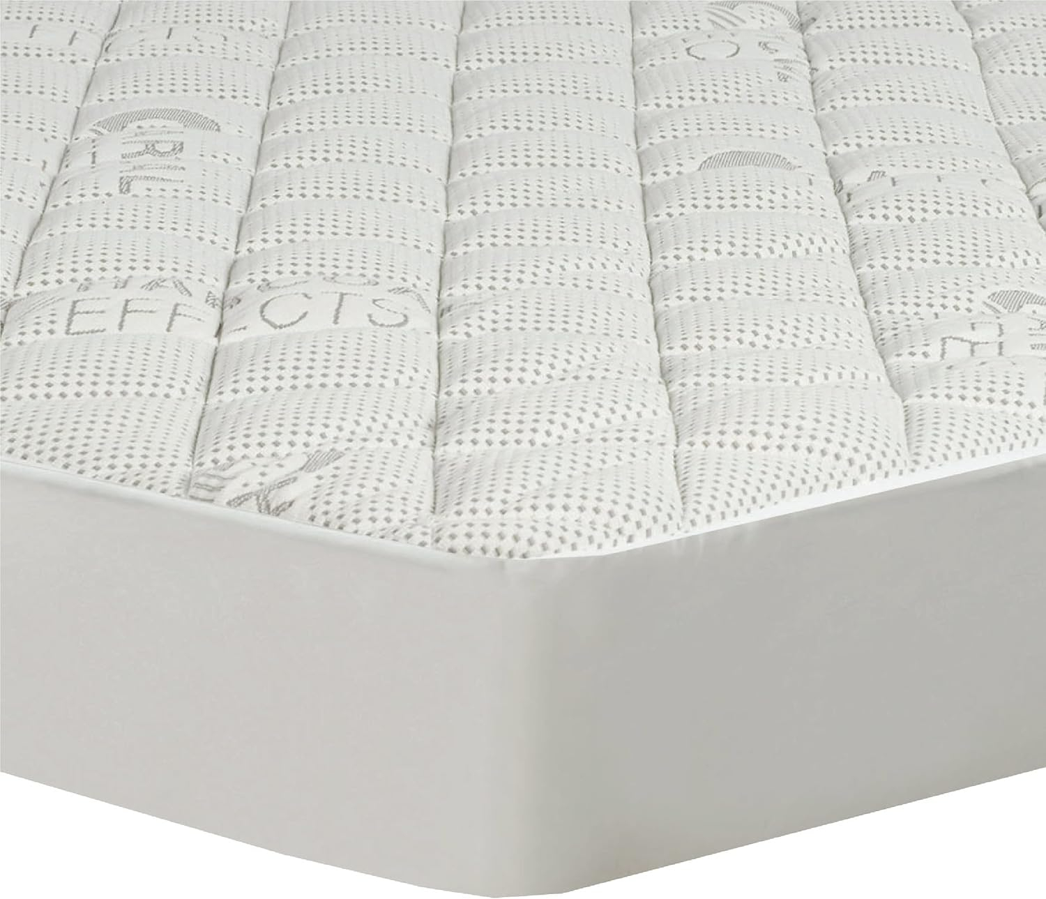 Water-Resistant Charcoal Effects Odor Control and Cooling Fitted Mattress Pad, Twin, White