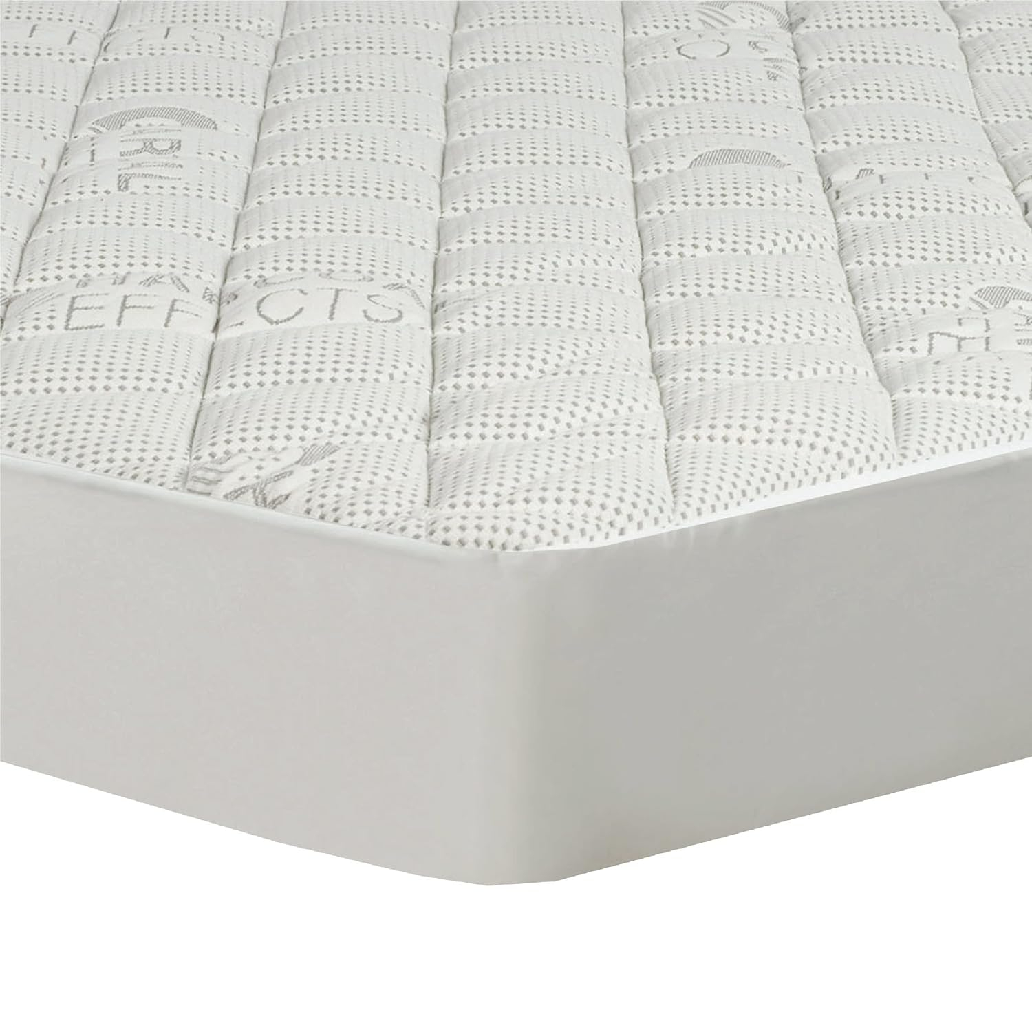 Water-Resistant Charcoal Effects Odor Control and Cooling Fitted Mattress Pad, Twin, White
