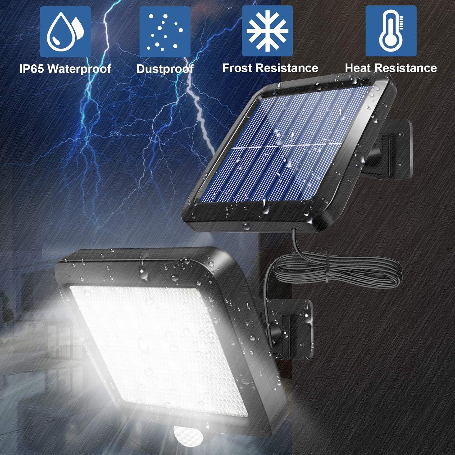 Solar Wall Lights Outdoor with Motion Sensor, Shuniu 56 LEDs Ultra Bright IP65 Waterproof Separable Solar Porch Light, 16.4 ft Cord Solar Security Light for Patio Yard Deck Garage Driveway Porch Fence