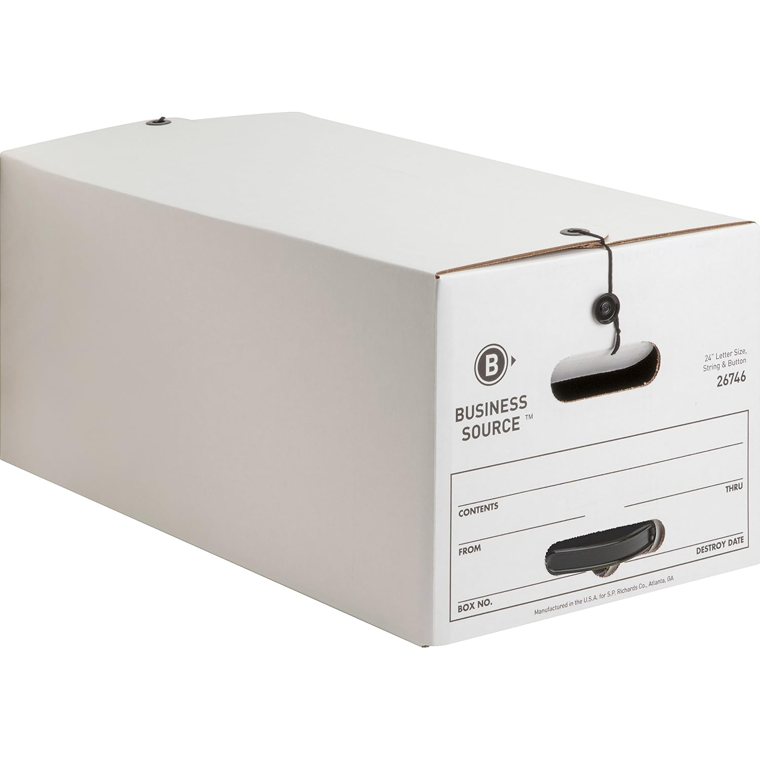 Business Source Medium Duty Letter Size Storage Box Internal Dimensions: 12" Width x 24" Depth x 10" Height - External Dimensions: 12.3" Width x 24.1" Depth x 10.8" Height - Media Size Supported: Lett