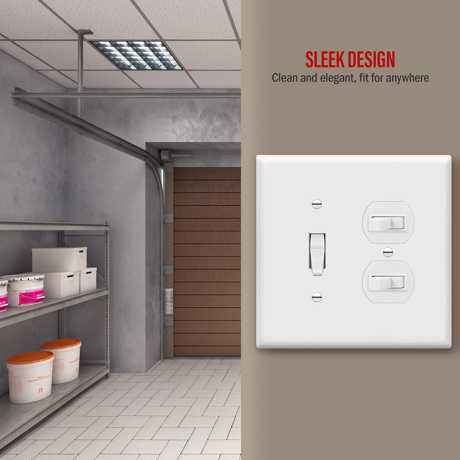White Glossy Polycarbonate 2-Gang Toggle Switch Wall Plate