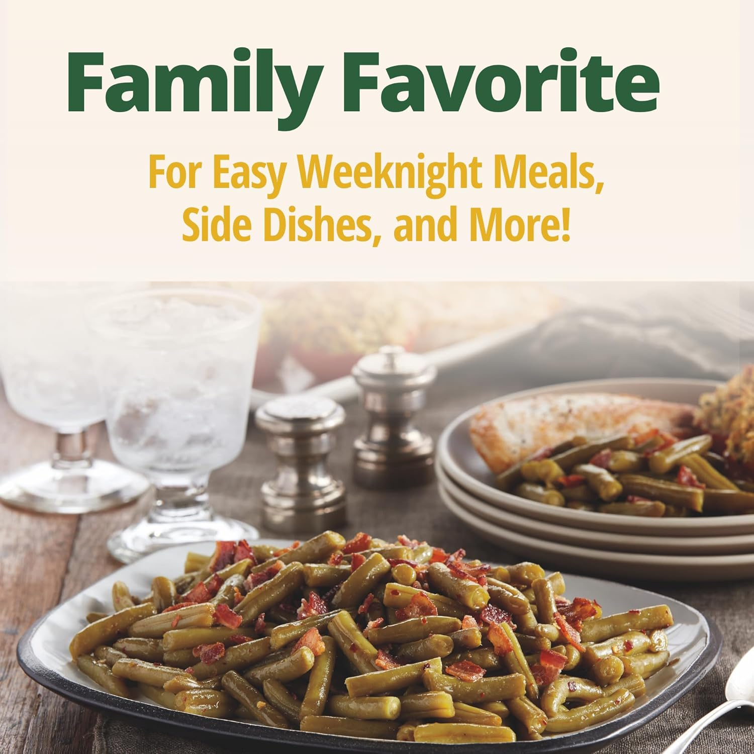 (12 pack) Del Monte Southern Style Whole Green Beans, Canned Vegetables, 14.5 oz Can