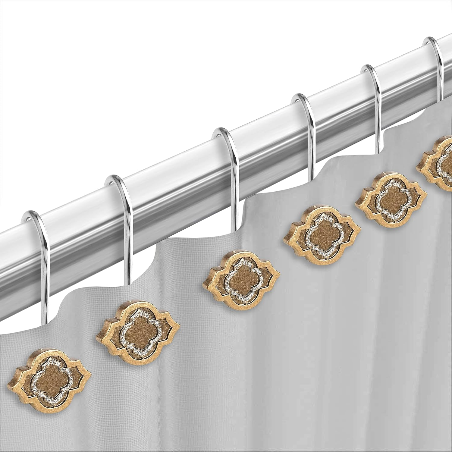 Popular Bath Spindle 12-Piece Shower Hooks, Gold, 9x6x9.5 Inches