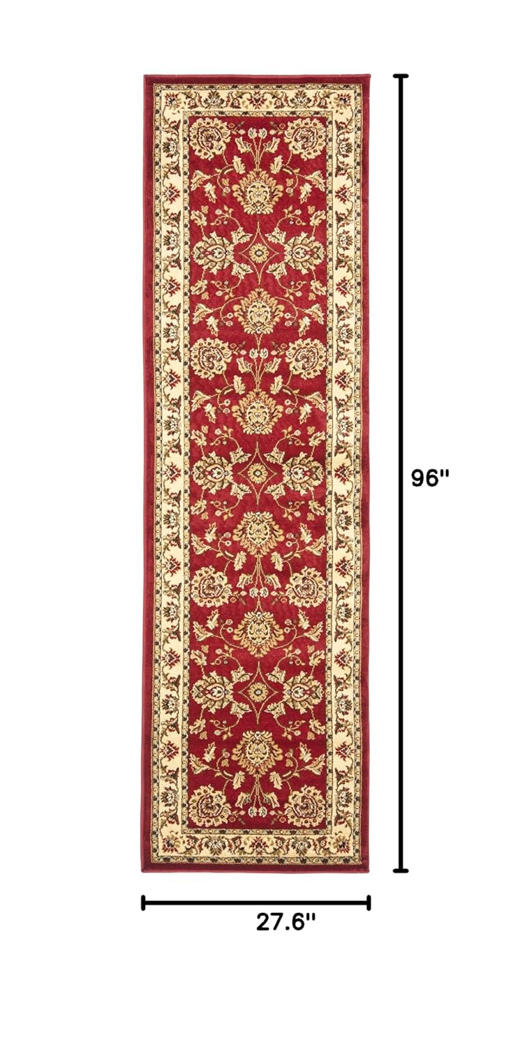 SAFAVIEH Lyndhurst Manuel Traditional Border Runner Rug, Red/Ivory, 2'3" x 8'