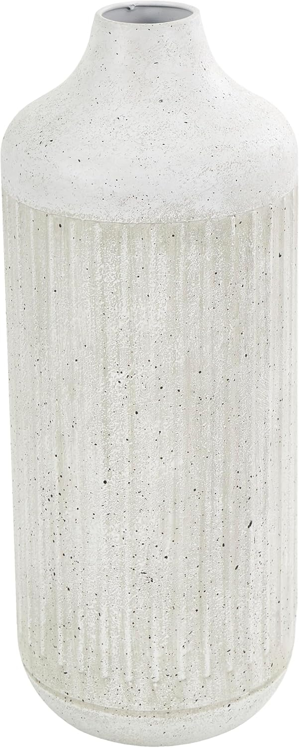 DecMode 13" Textured White Metal Vase