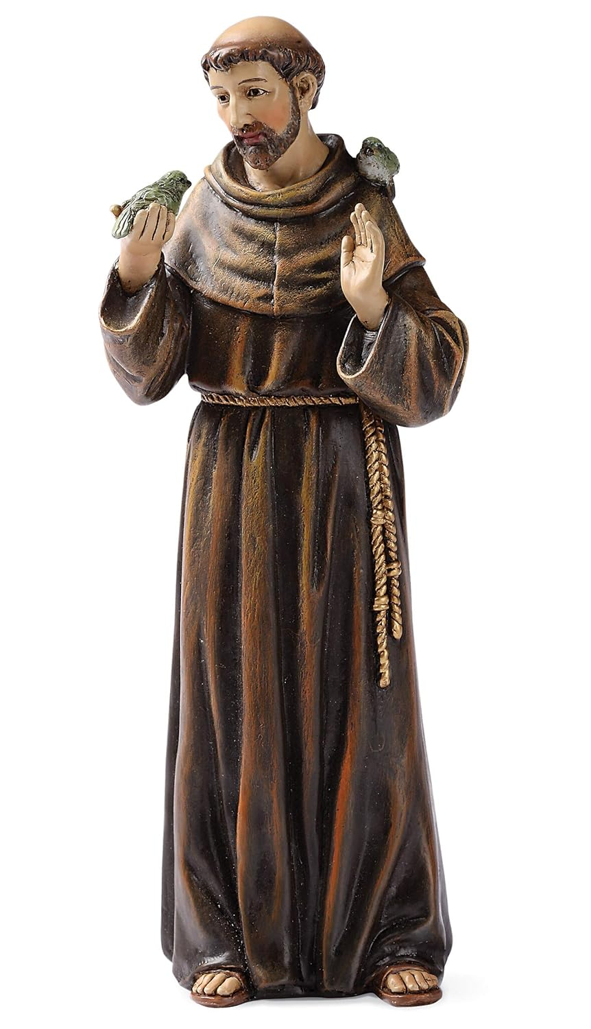 Hand-Painted Resin St. Francis Statue with Birds, 6.25"