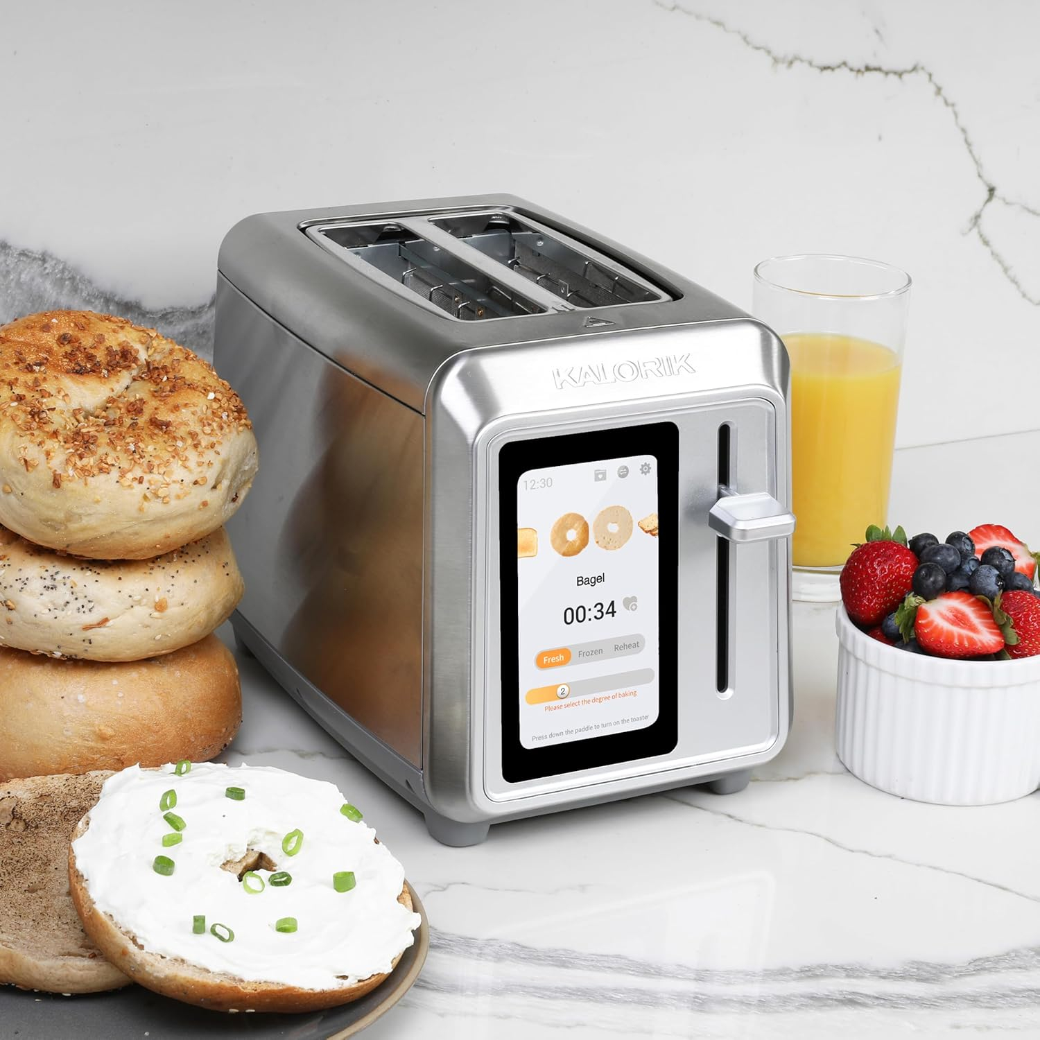 Kalorik Stainless Steel 2-Slice Toaster with Digital Touchscreen