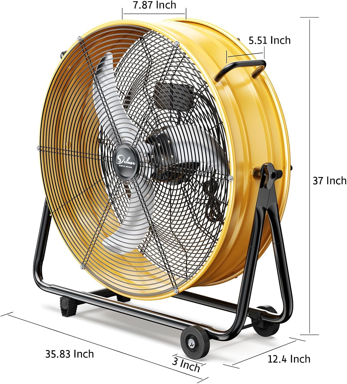 Simple Deluxe Heavy Duty Metal Drum Fan, 3-Speed High Velocity Industrial Floor Fan for Warehouses, Workshops, Factories and Basements, 30 Inch