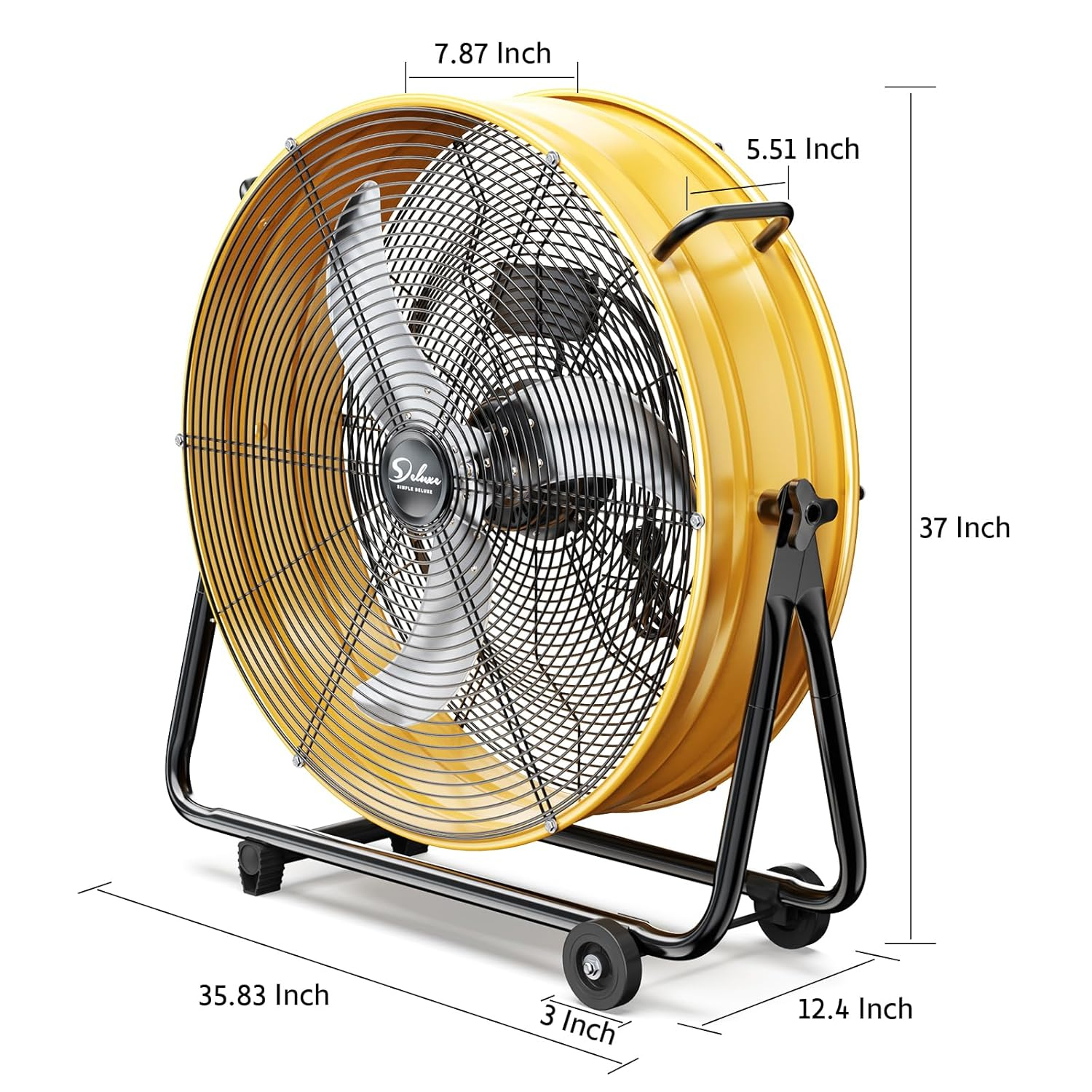 Simple Deluxe Heavy Duty Metal Drum Fan, 3-Speed High Velocity Industrial Floor Fan for Warehouses, Workshops, Factories and Basements, 30 Inch