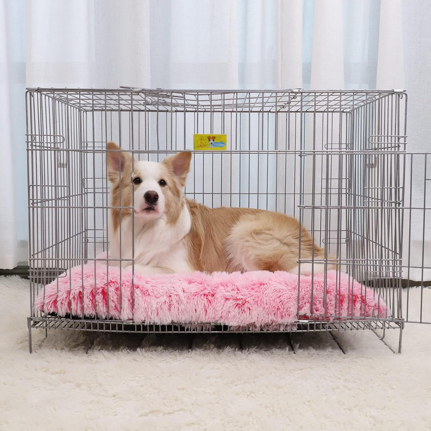 Vonabem Large Dog Bed Pink, Washable Pet Crate Pads for Large Medium Dogs, Plush Soft Girl Princess Puppy Beds Kennel Pad,Anti-Slip Pets Mats for Sleeping 36inch 35 * 23 inch