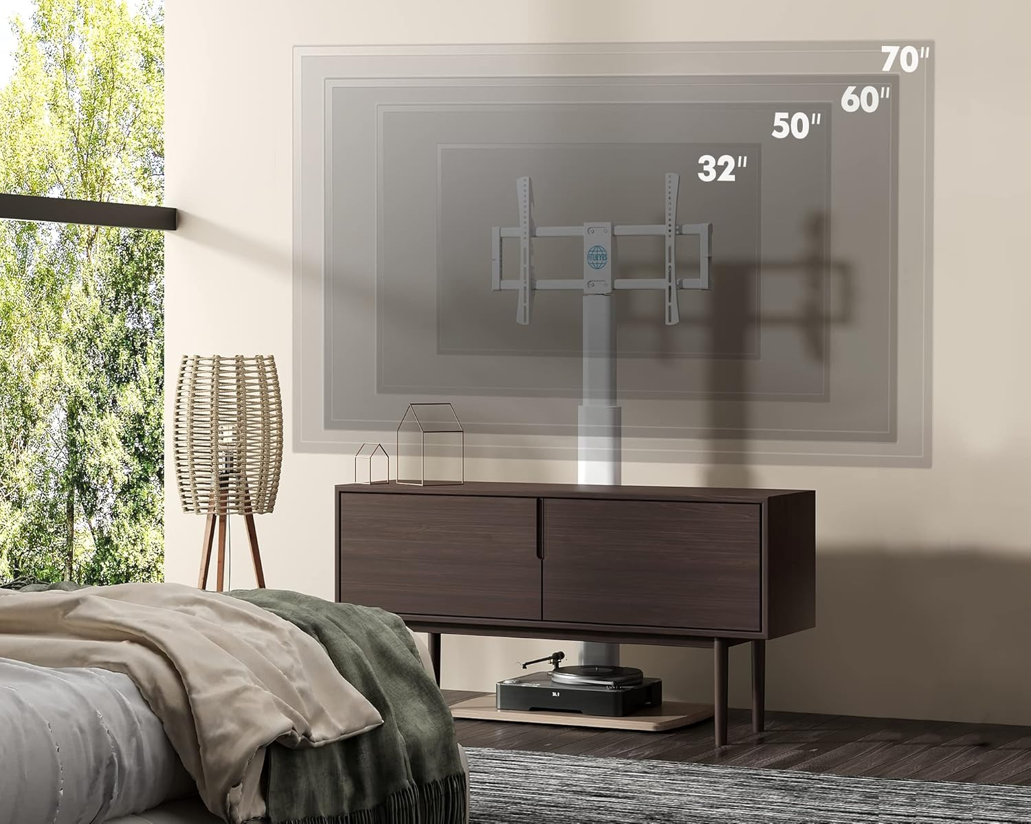 TV Stand for 32 39 40 43 49 50 55 60 65 70 Inch TVs Tall Floor TV Stands with Sturdy Wood Base Universal Corner Stand for Flat Panel Screen TVs Height Adjustable Shelves White…