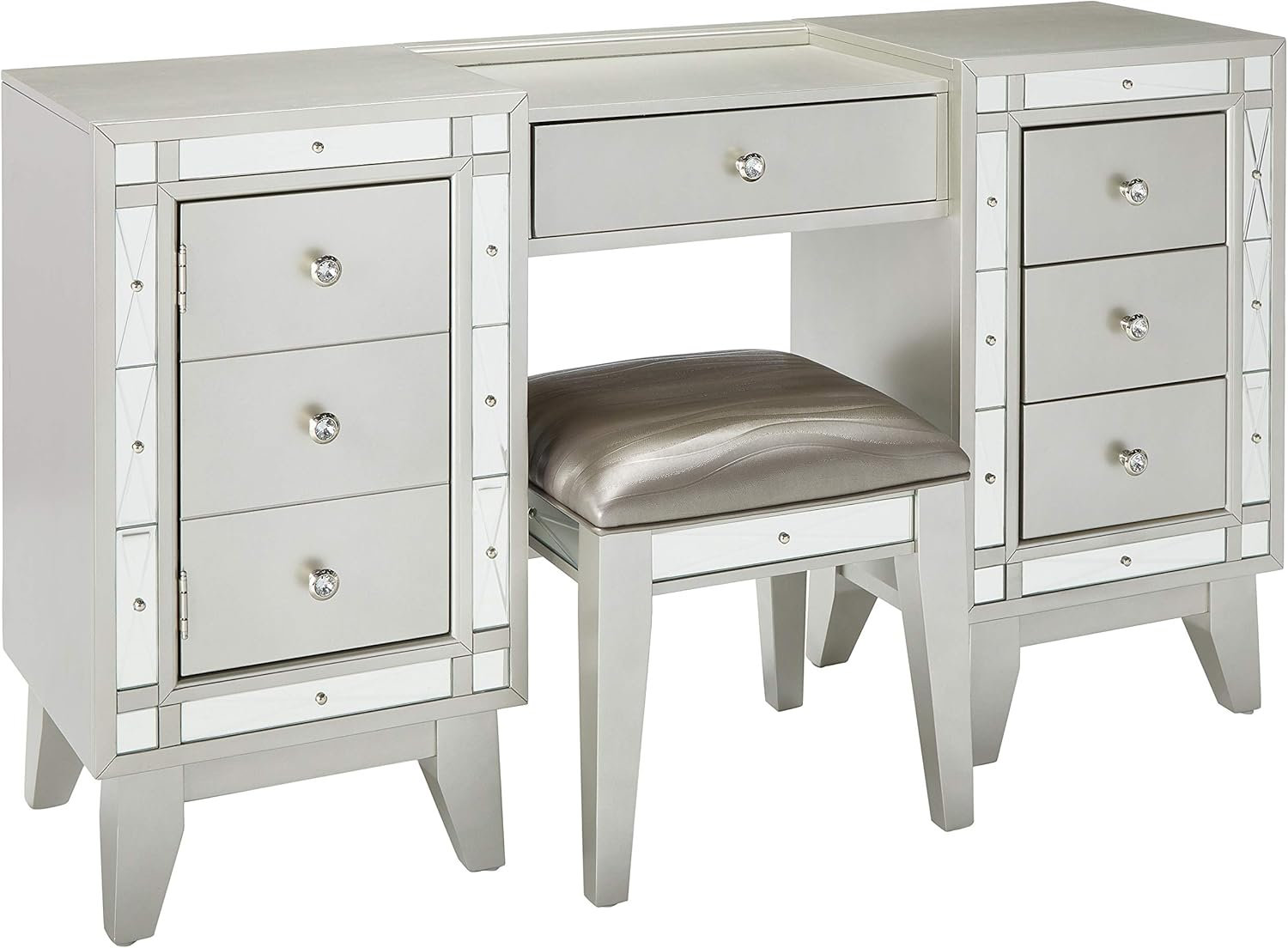 Coaster Company Leighton Vanity Desk and Stool, Metallic Mercury
