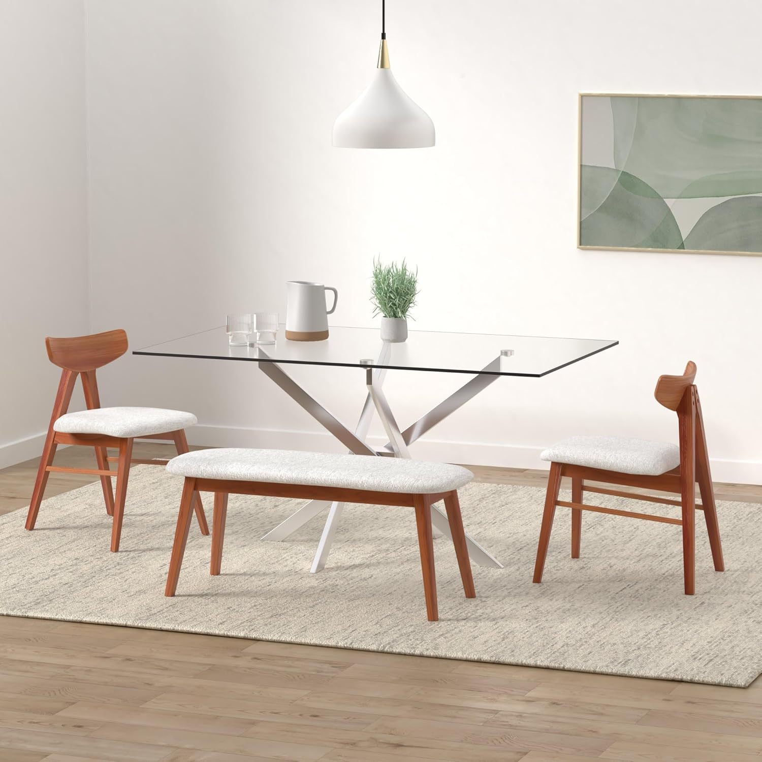 Luxor 60'' Chrome Tempered Glass Contemporary Dining Table