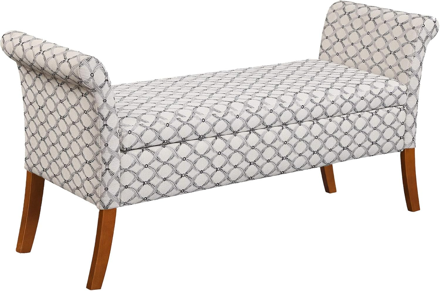 Designs4Comfort Garbo Storage Bench Ottoman  Ribbon Pattern Fabric
