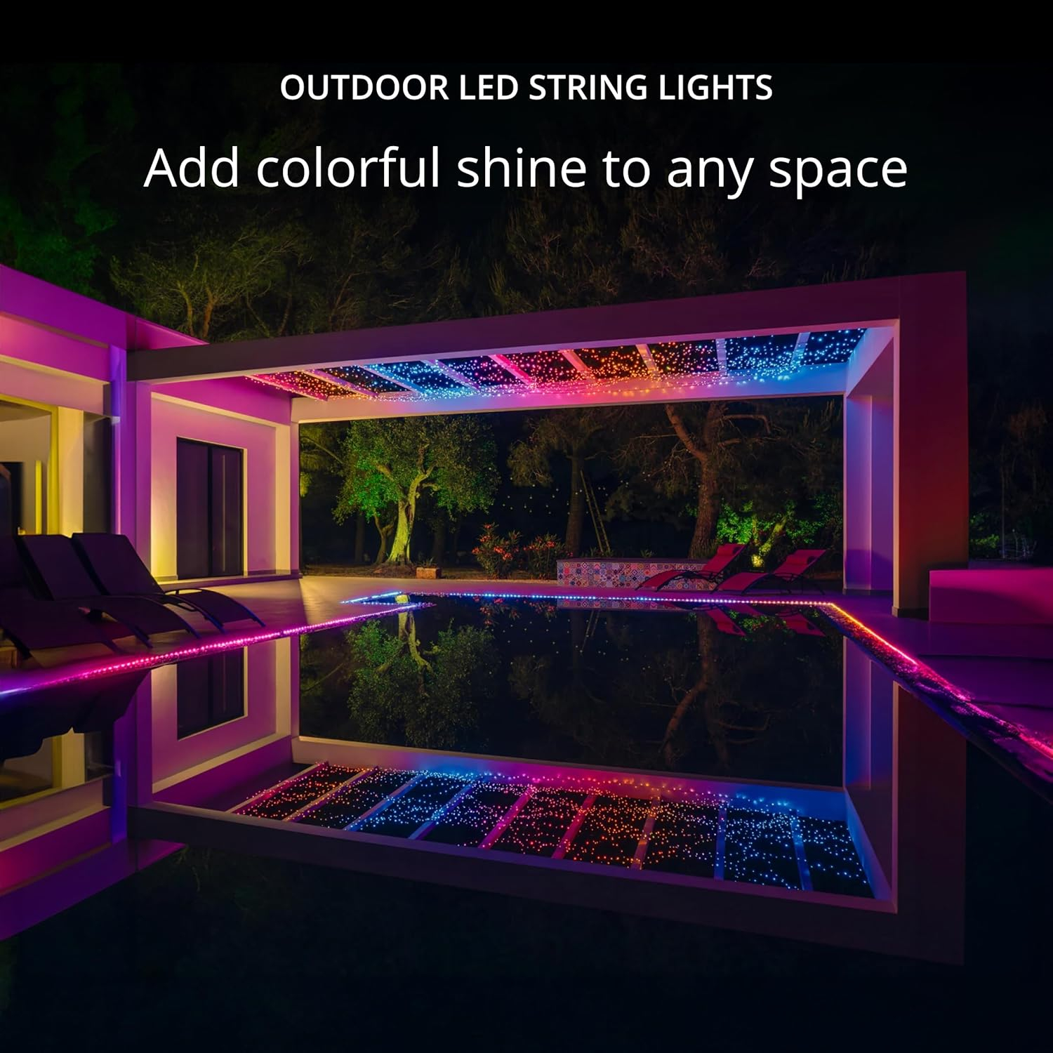 Twinkly Strings 250 LED RGB+White, in- and Outdoor LED Light String, Smart Multicolor LED Lights, Mappable LEDs, Compatible with Alexa and Google Home, IP44, Green Wire, 65ft