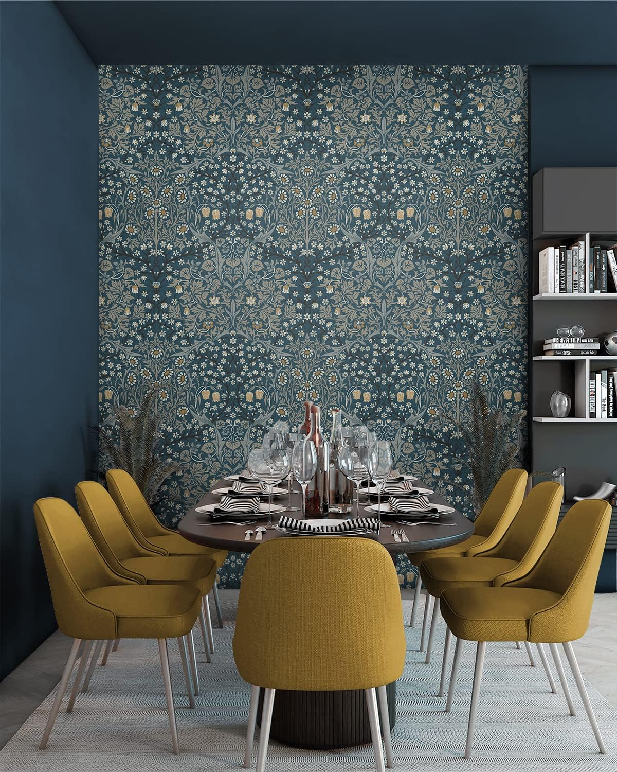 NextWall  Victorian Garden Floral Peel and Stick Wallpaper 20.9 in. W x 18 ft. L - Aegean Blue & Warm Stone