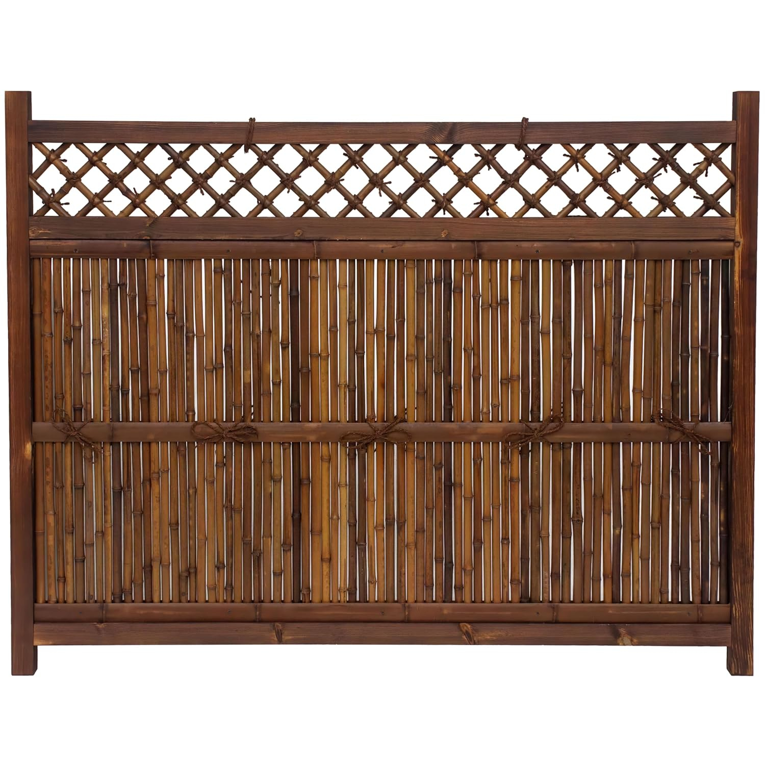 Red Lantern 4 ft. x 5 ft. Kogeta Zen Garden Bamboo Fence Panel