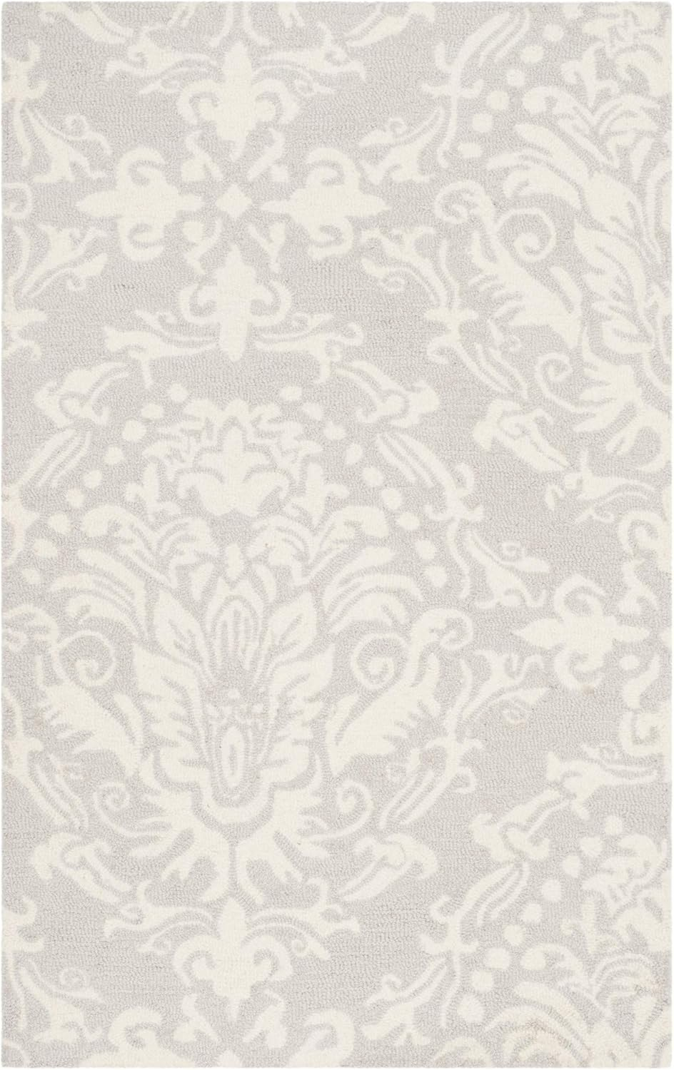 Handmade Floral Bliss Blue/Ivory Wool 5' x 8' Tufted Area Rug