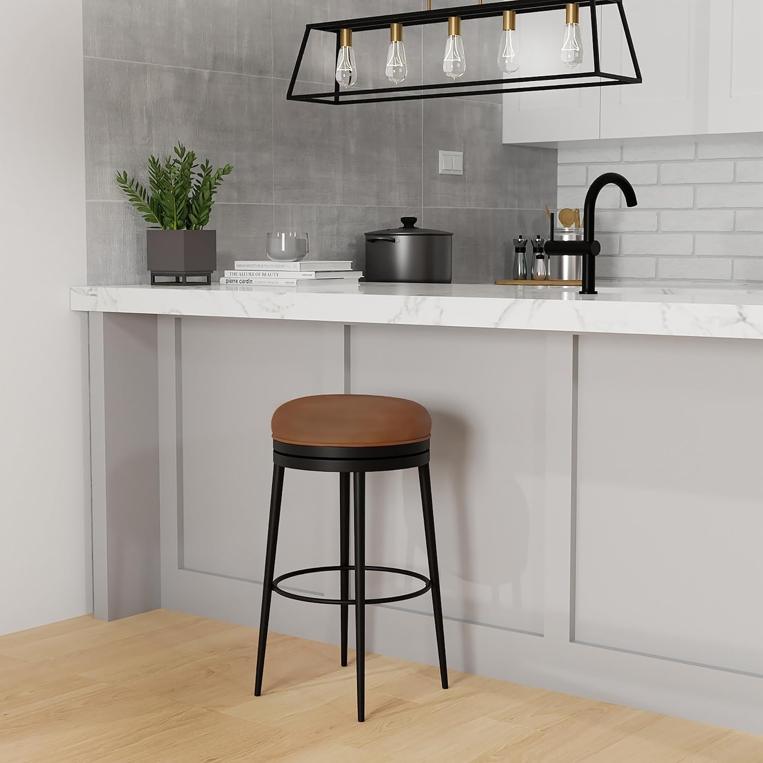 Hillsdale Aubrie Metal Counter Height Swivel Stool, Matte Black