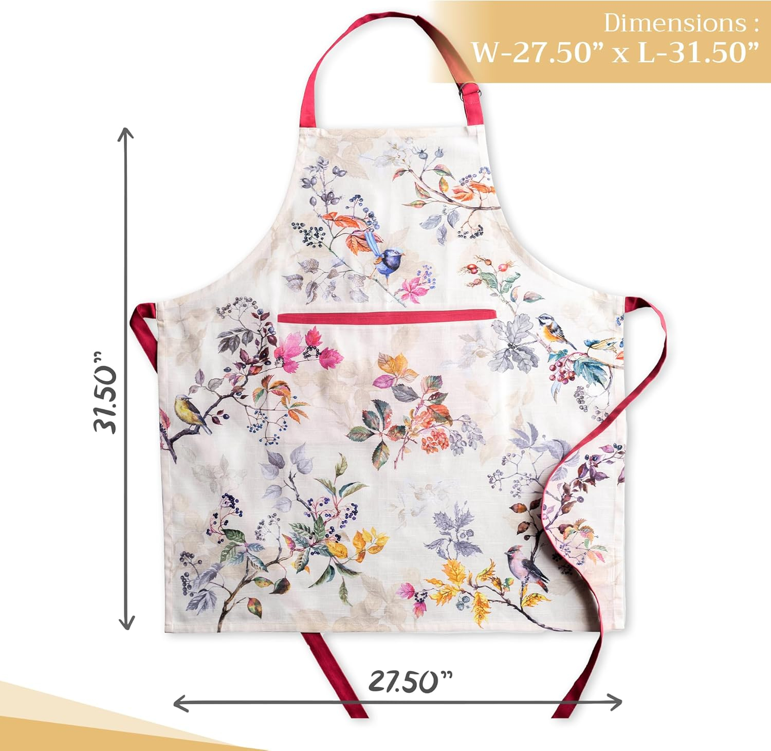 Cotton Apron with Center Pocket, Kitchen Unisex Cloth Apron (1 Piece) with Long Ties for Painting Cooking Baking Restaurant