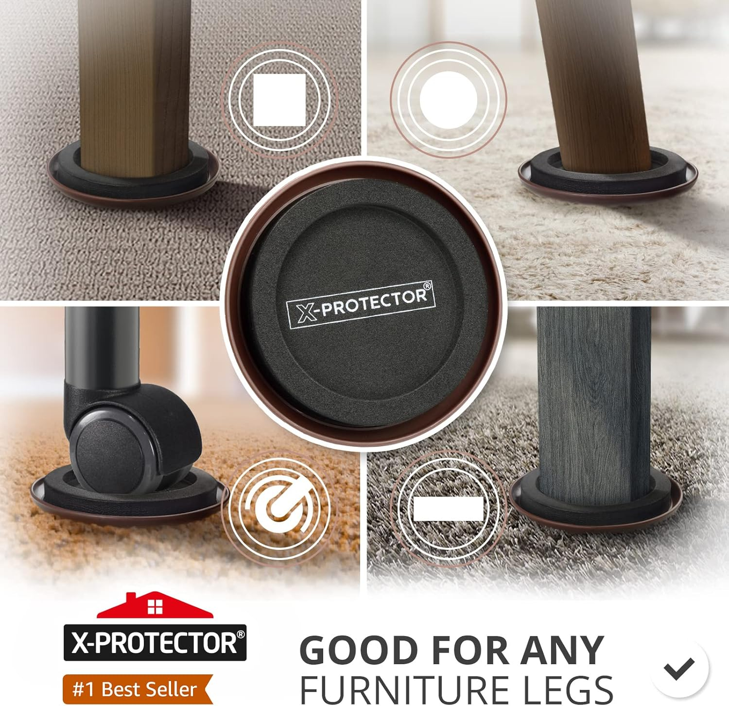 Furniture Sliders for Carpet X-PROTECTOR - 8 PCS Best Heavy Moving Pads 4 3/4" - Sliders for Furniture. Move Your Furniture Easy with Reusable Furniture Movers Sliders for Carpets!