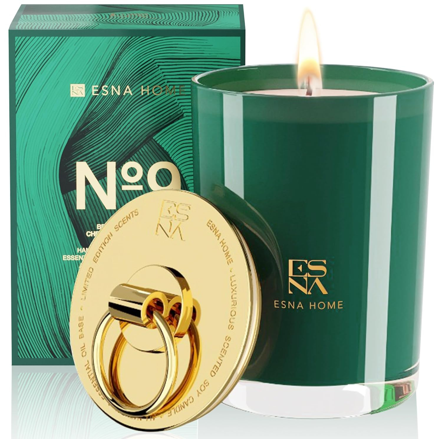 ESNA HOME Luxury Scented Candles | Natural Soy 8.8oz 50 Hour Long Burning Lavender & Sandalwood Aromatherapy Candles for Stress Relief & Housewarming Gifts