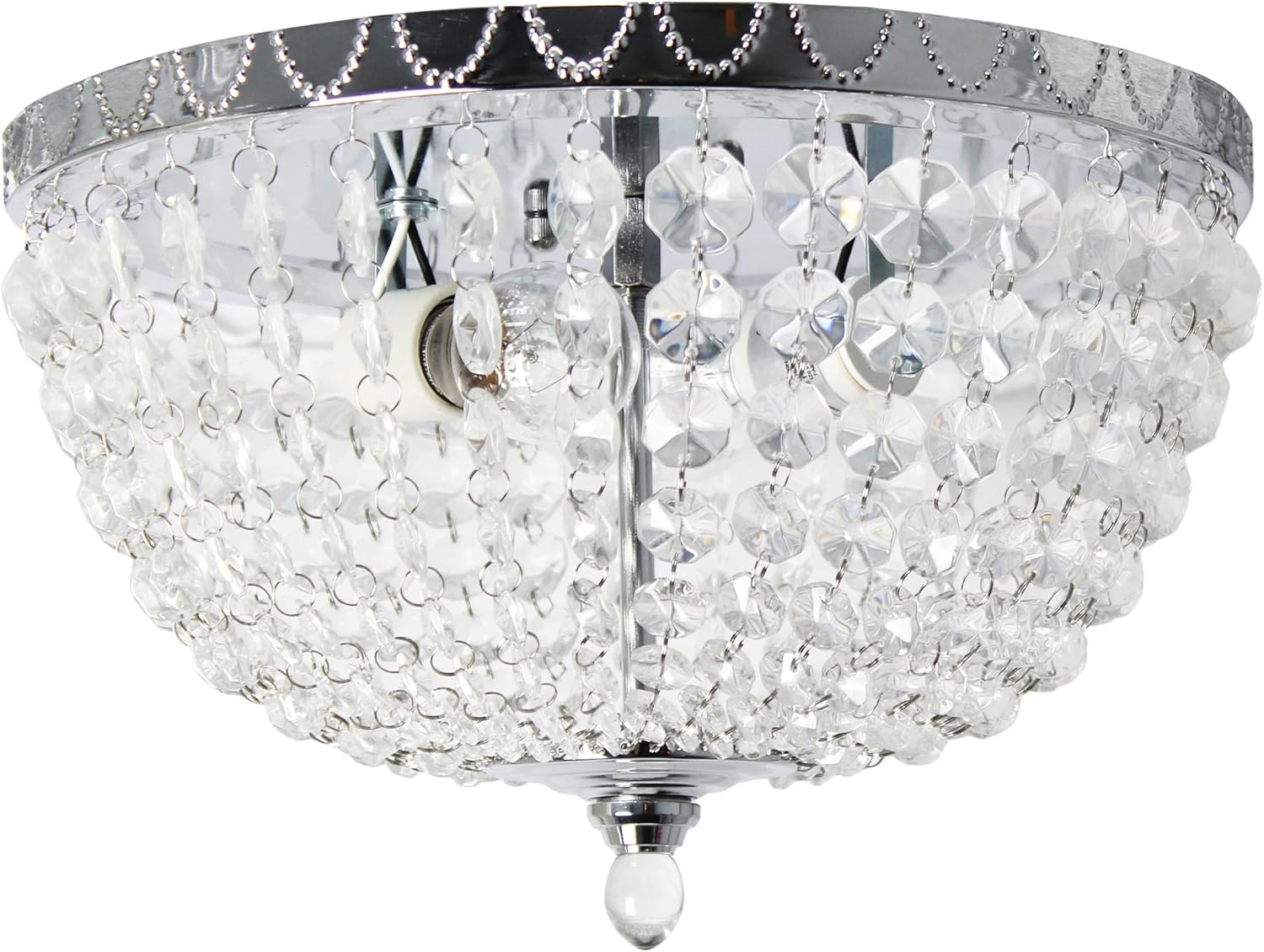 Elegant Designs Victoria Crystal Rain Drop Ceiling Light Flushmount - Chrome