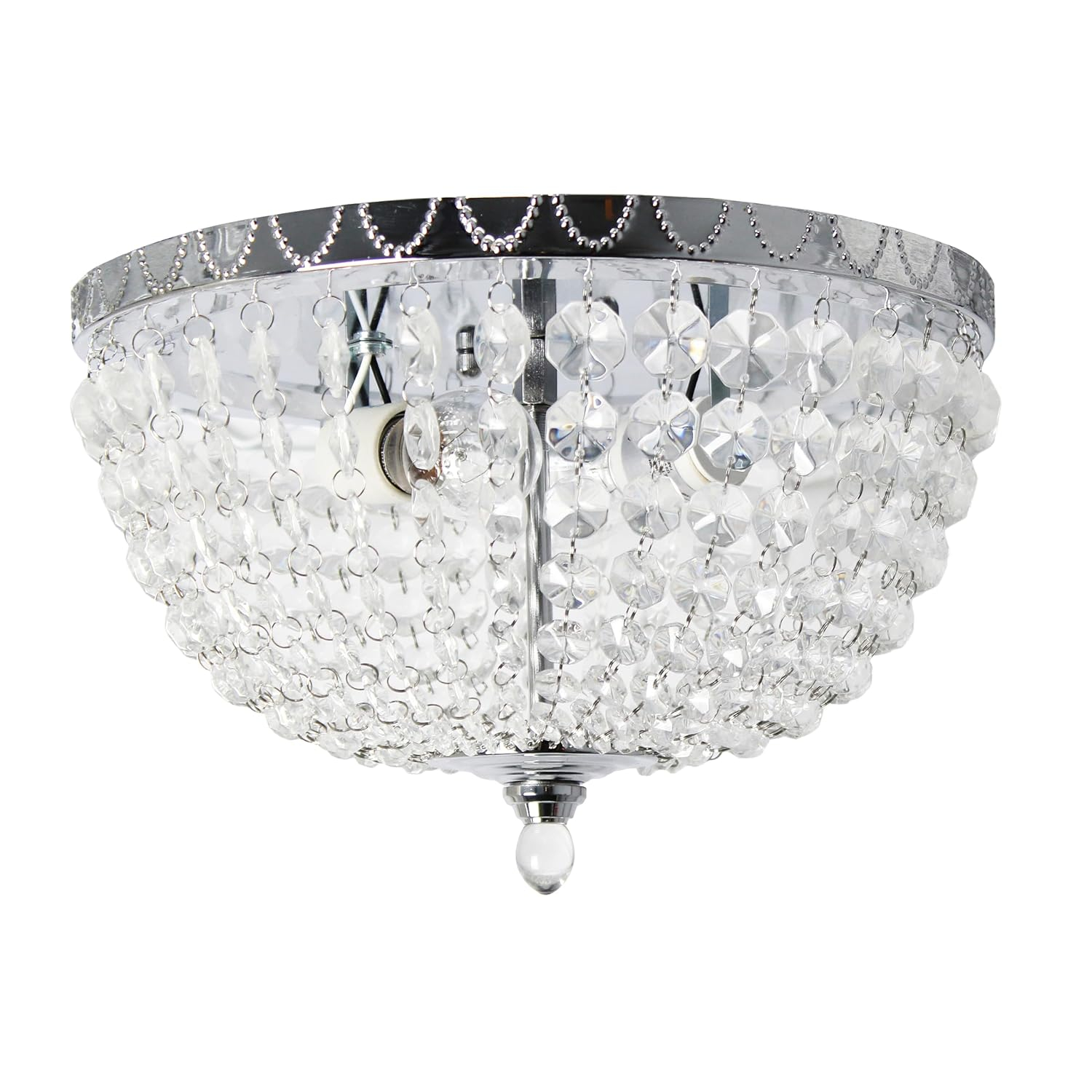 Elegant Designs Victoria Crystal Rain Drop Ceiling Light Flushmount - Chrome