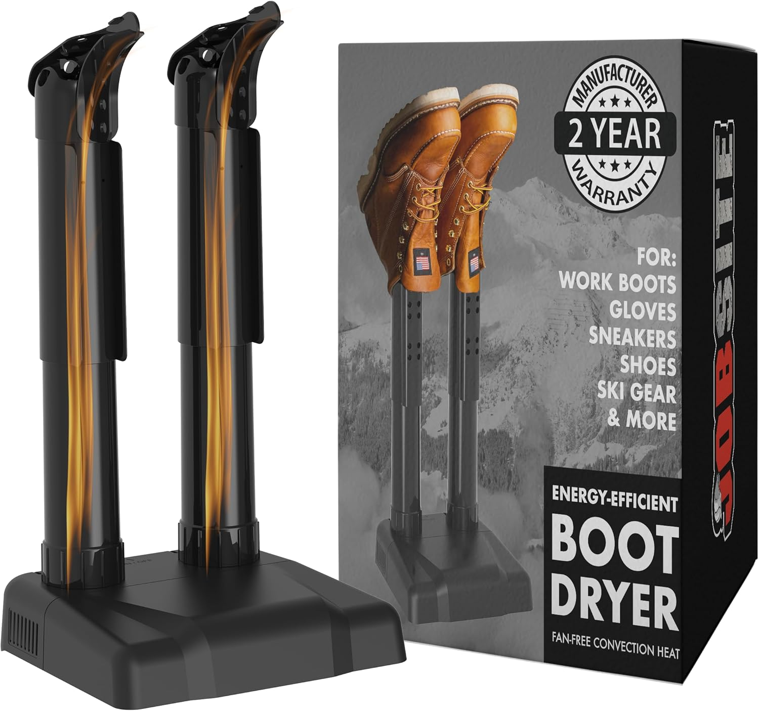 JobSite Boot Dryer - Silent Shoe Dryer & Warmer For Work Boots, Gloves & Shoes - Fanless Convection Dry - Helps Reduce Odor - 6 Pack