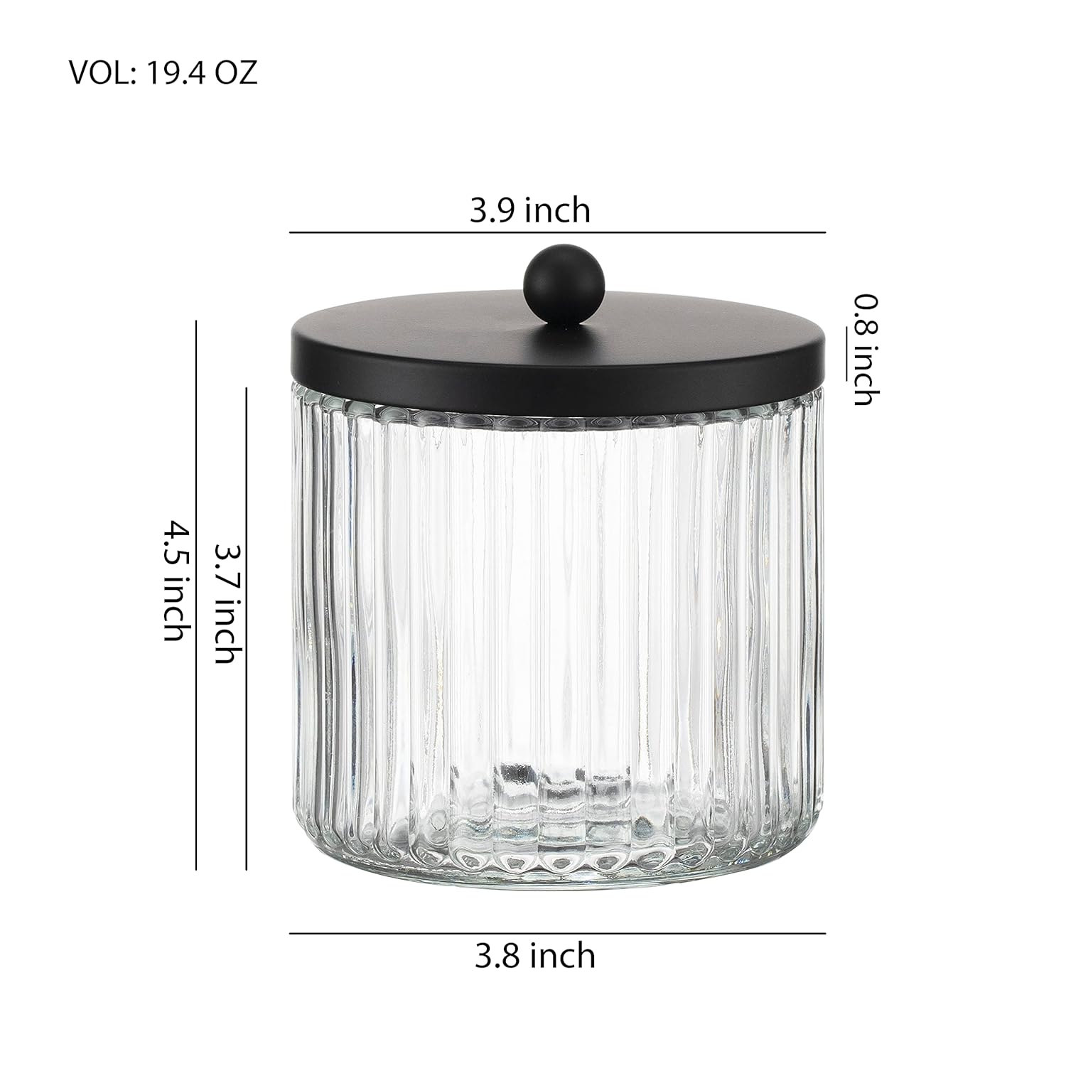 Clear Glass Bathroom Canister Set with Black Metal Lids