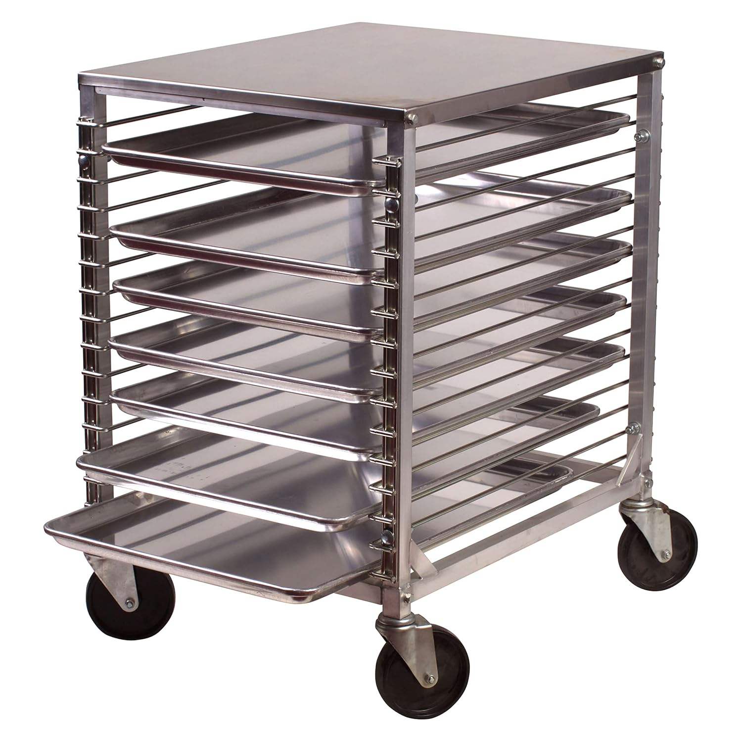 Winco 15-Tier Aluminum Sheet Pan Rack with Hard Top and Wire Slides