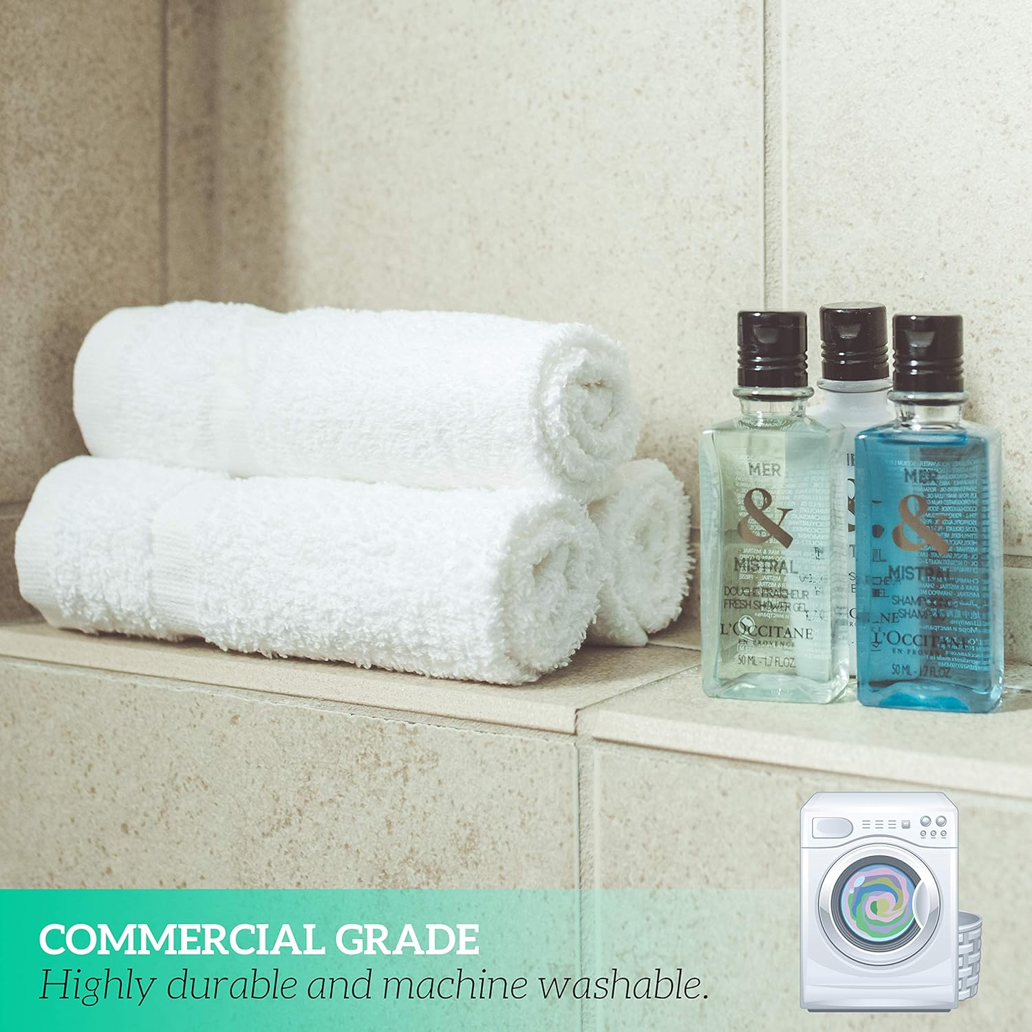 GREEN LIFESTYLE Bulk Washcloths 12x12 50 Pack - Face Towel, Wash Clothes for Body and Face - 100% Pure Cotton Wash Cloths for Your Body (White)