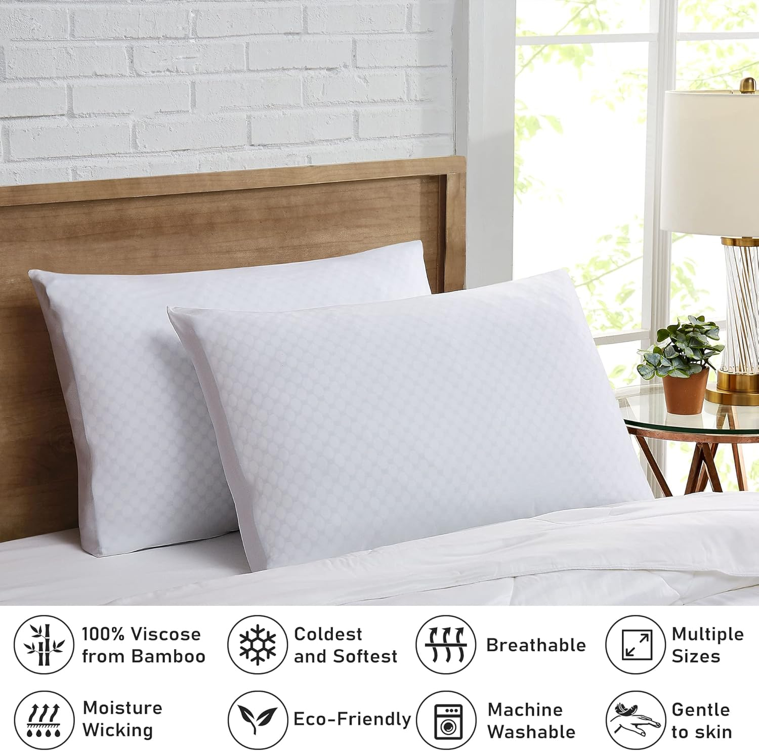 Coldest Bamboo King Pillowcases- Washable Cover Best for Breathable Cool Sleep Relief While Sleeping -Premium (Travel, White)
