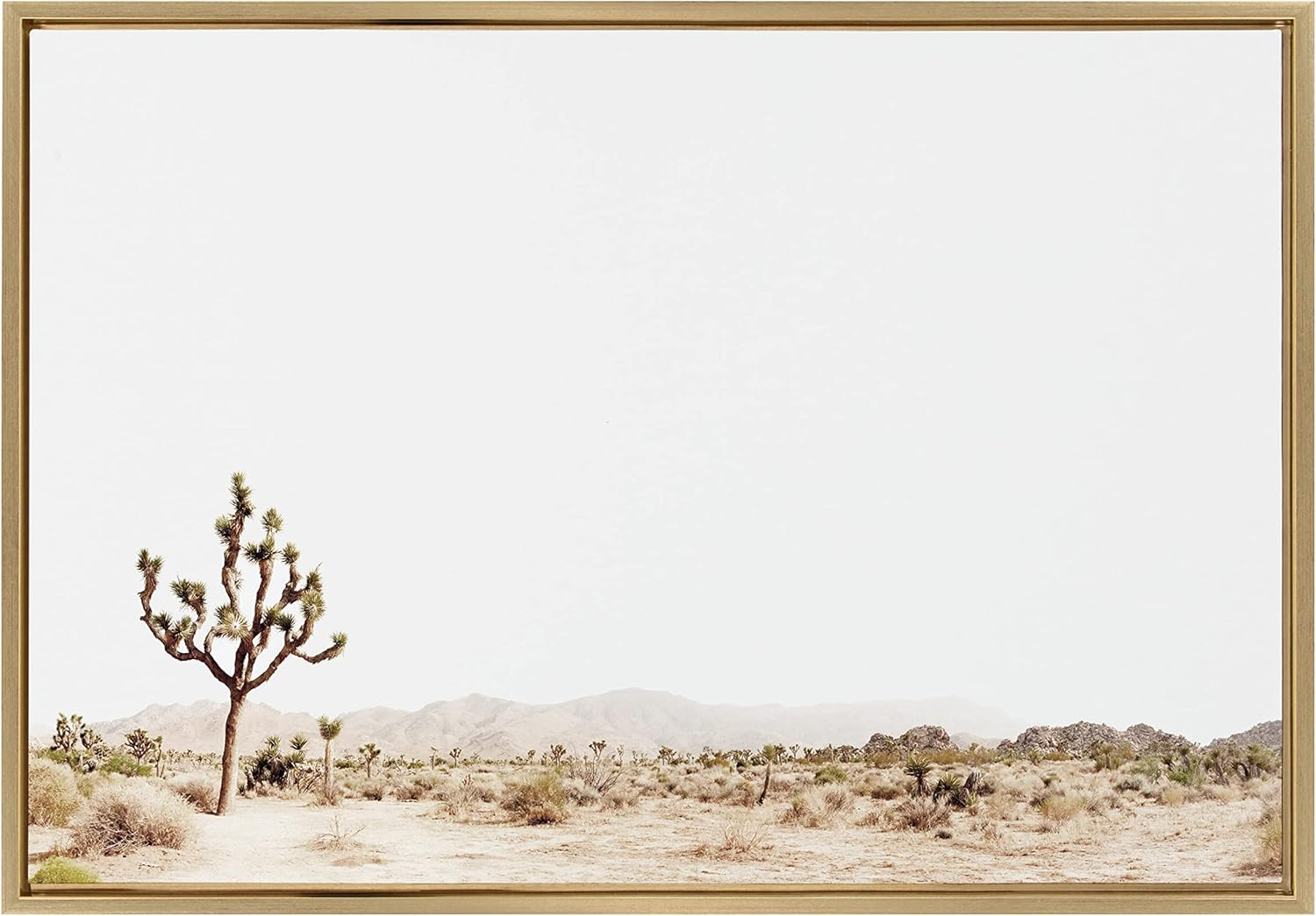 Minimalist Gold Framed Desert Landscape Canvas Print