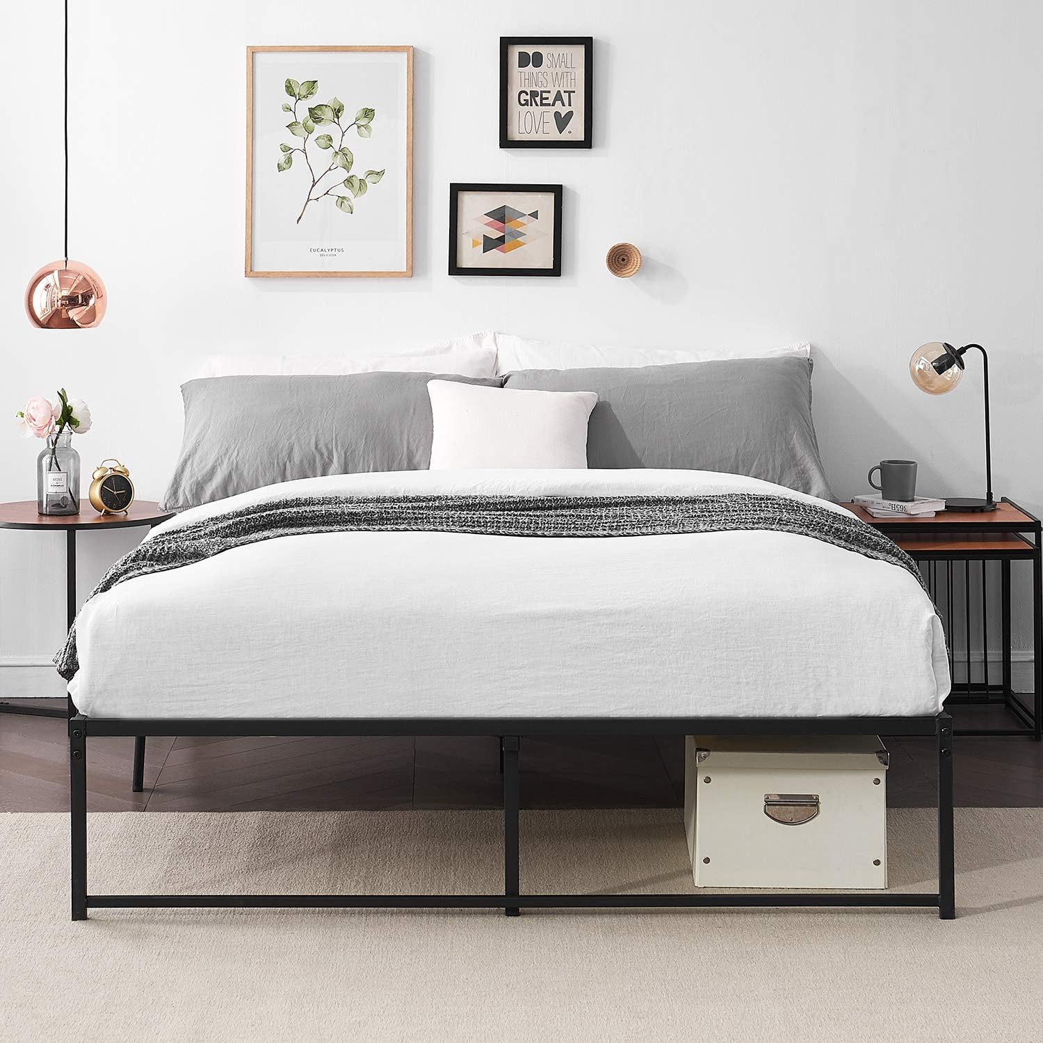 Kselythan Metal Bed Frame,Low Profile Platform Bed,Metal Slat Support,No Box Spring Needed,Easy Assembly