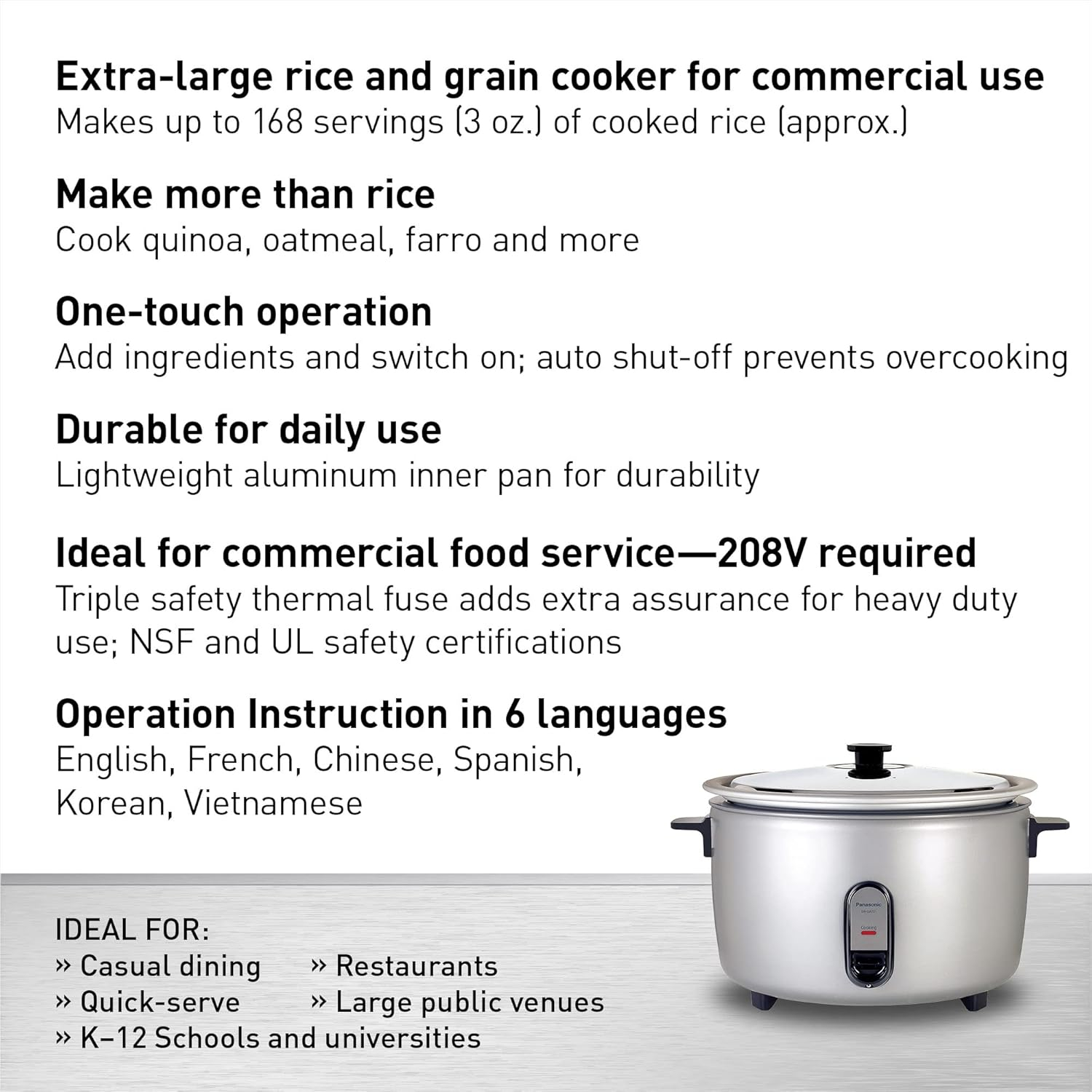 Panasonic SR-GA721 40-Cup Commercial Electric Rice Cooker