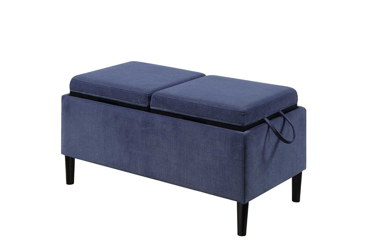 Convenience Concepts Designs4Comfort Magnolia Storage Ottoman with Reversible Trays, Dark Blue Corduroy