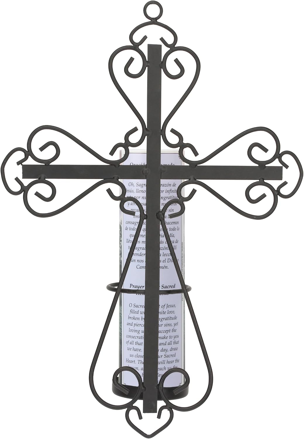 Black Metal Cross Wall Sconce with LED Candle