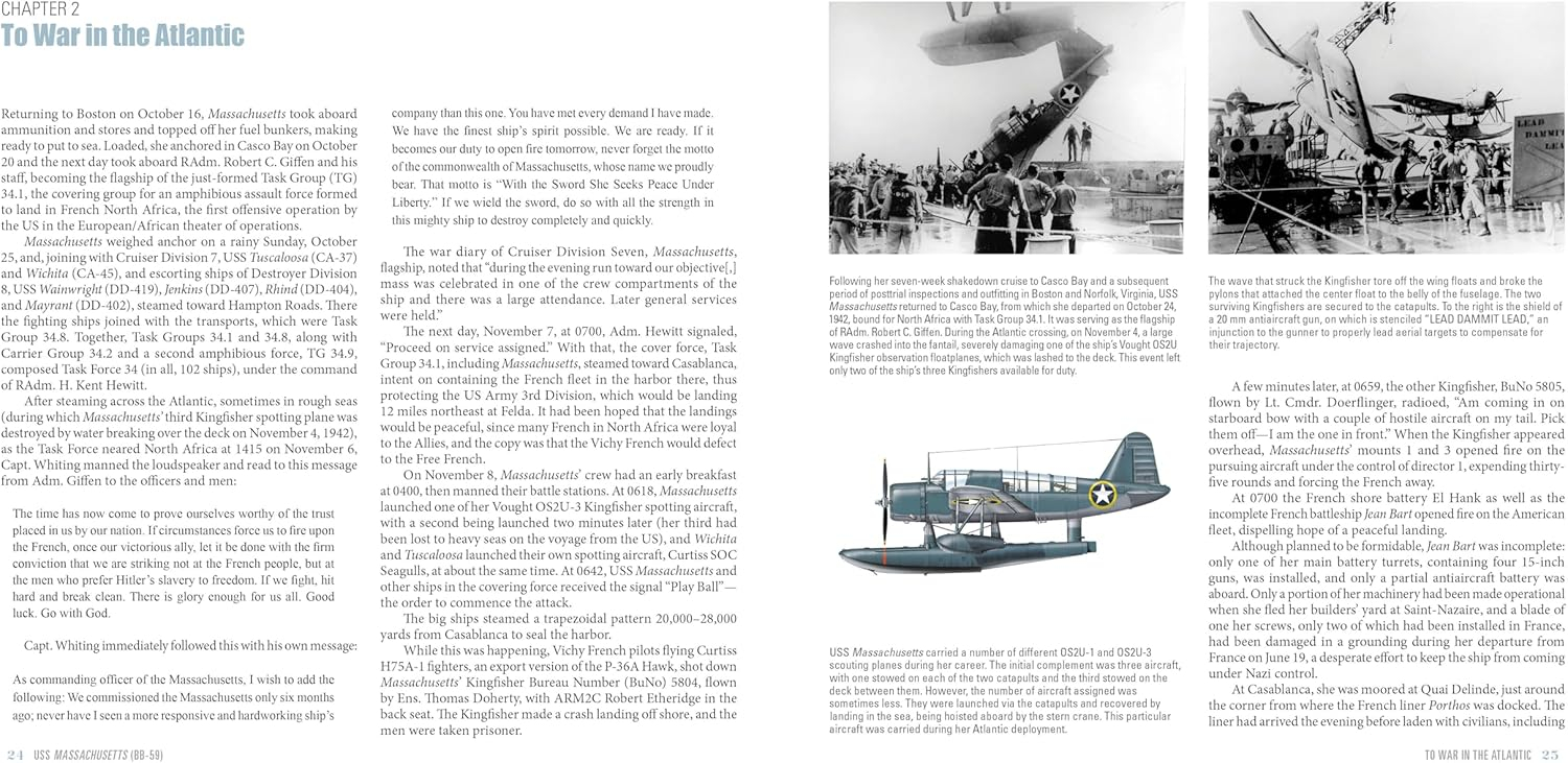 USS Massachusetts BB-59 Naval History Hardcover Book