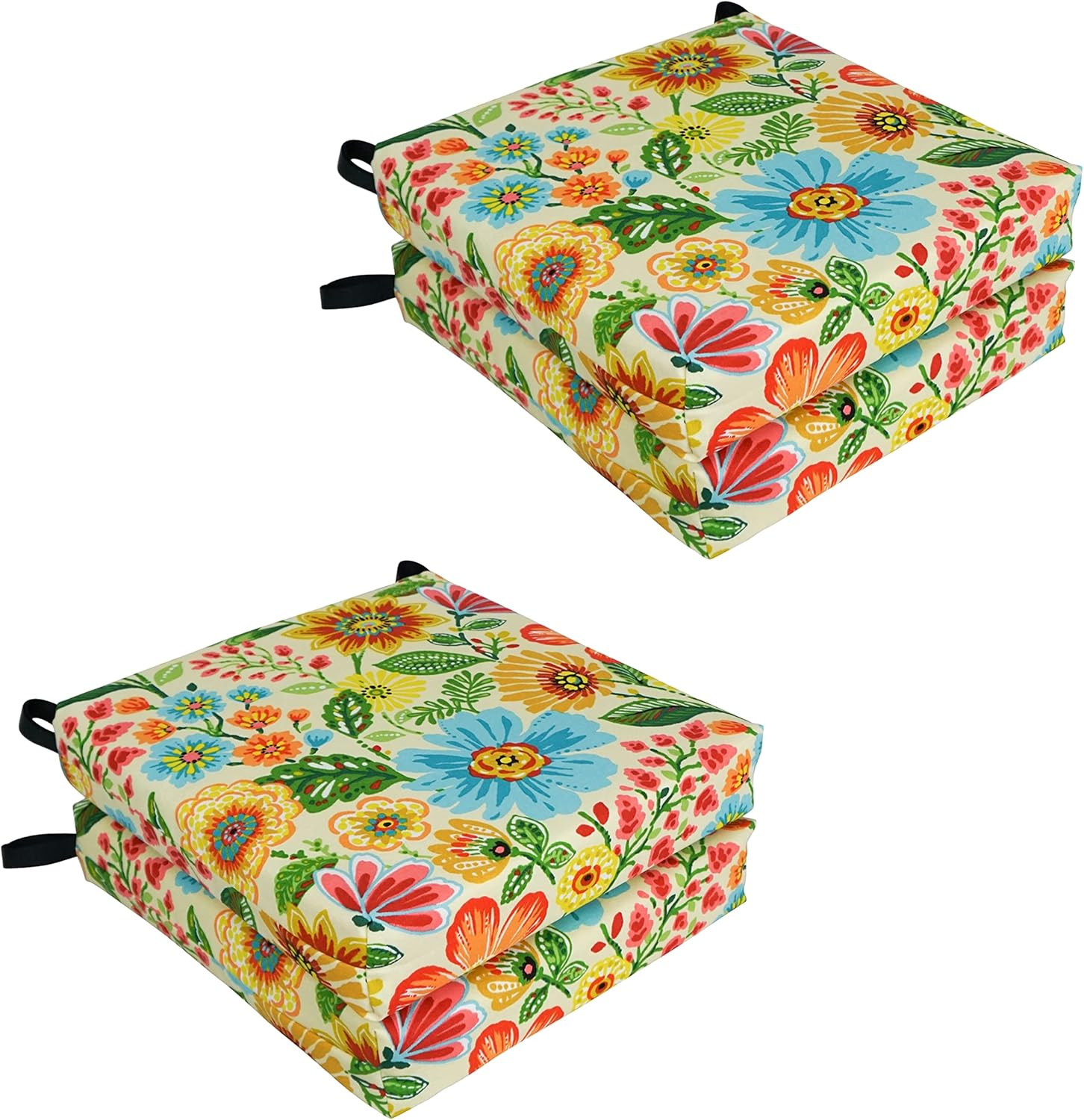 Blazing Needles Set of 4 Outdoor Chair Cushions, Gregoire Chamomile