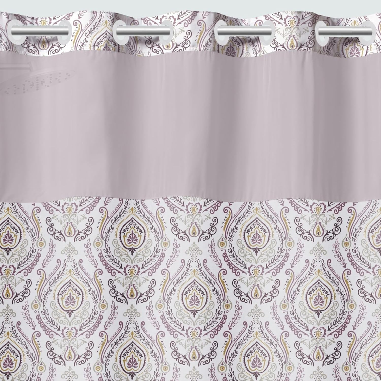 Keeco Hookless French Damask Shower Curtain Mauve