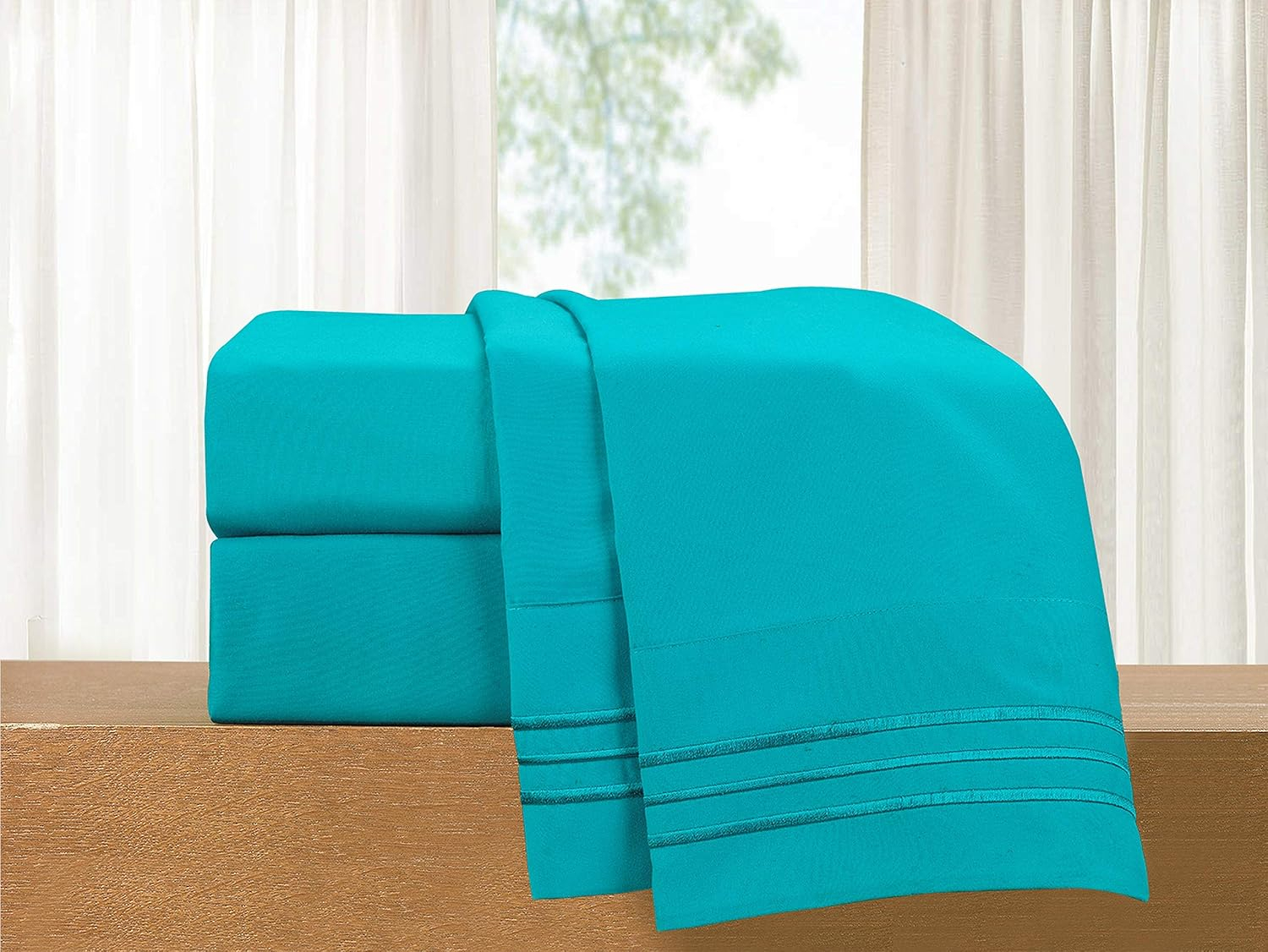Elegant Comfort Luxury 4-Piece Bed Sheet Set - Luxury Bedding 1500 Premium Hotel Quality Microfiber, Wrinkle Resistant Cool & Breathable, Easy Elastic Fitted, King, Teal