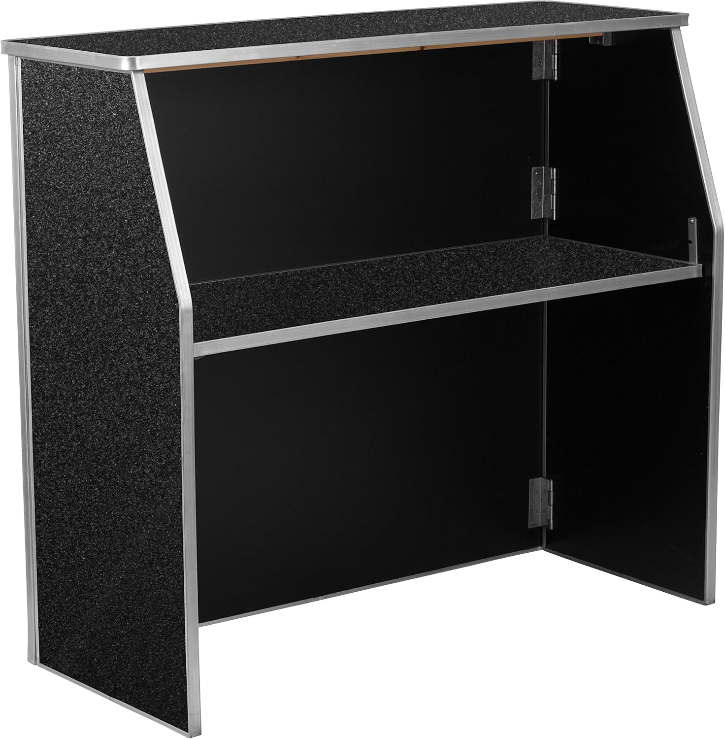 Flash Furniture Amara 4' Folding Portable Event Bar with Top and Middle Shelves, Black