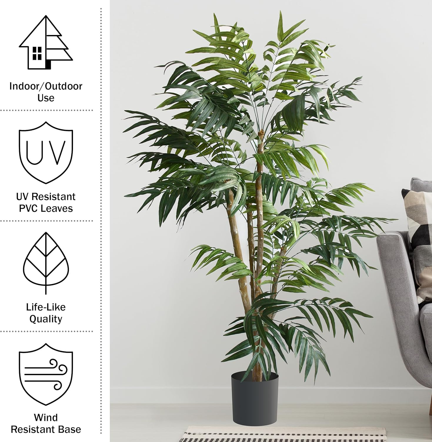 5ft Tropical Palm Artificial Tree - Pure Garden