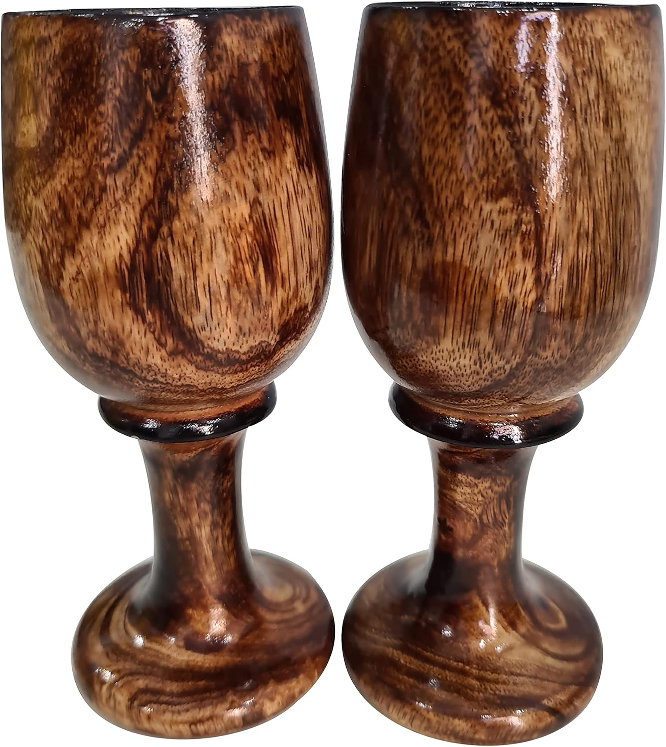 collectiblesBuy Vintage Rustic Wooden Wine Goblet Bar Drinkware Cup Wood Chalice Eco- Friendly Set of 2