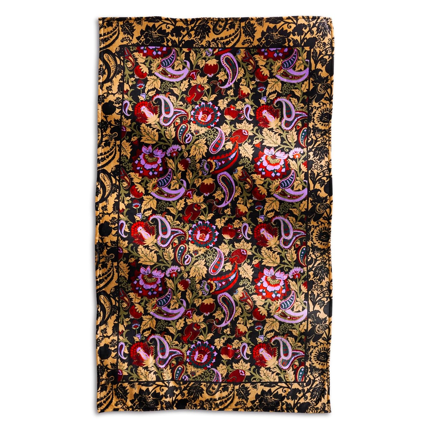 Midnight Garden Paisley Fleece Plush Throw Blanket