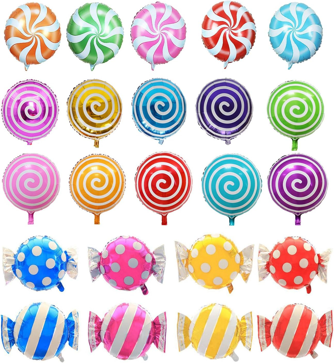 21 pcs 18" Sweet Candy Balloons, Round Lollipop Balloon Birthday Wedding Party Balloons